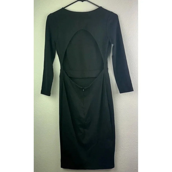 MYNE Ashley Ann Dress Cutout Ponte BodyCon DRESS Size 6 BLACK  New - Picture 4 of 13
